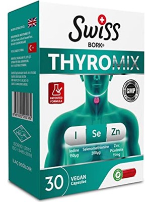 Swiss Bork Swiss Bork® Thyromix (Iyot & Selenyum & Çinko Pikolinat) 30 Vegan Kapsül
