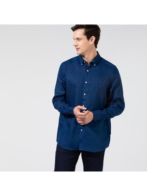 Nautica Erkek Lacivert Classic Fit Uzun Kollu Keten Gömlek W35101T.4ES