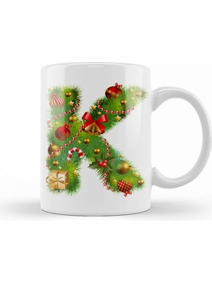 Humuts Yeni Yıl Yılbaşı Özel K Harfli Kupa Bardak Porselen