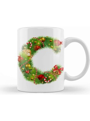 Humuts Yeni Yıl Yılbaşı Özel C Harfli Kupa Bardak Porselen