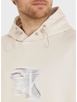 Calvin Klein Kapüşon Yaka Bej Erkek Sweatshirt K10K111110ACE