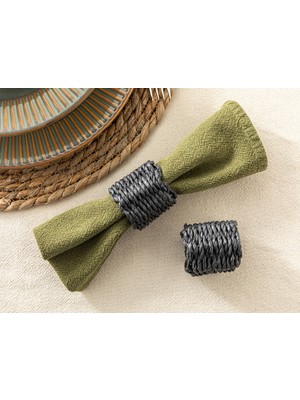 English Home Trikote Rafya 2'li Peçete Halkası Siyah