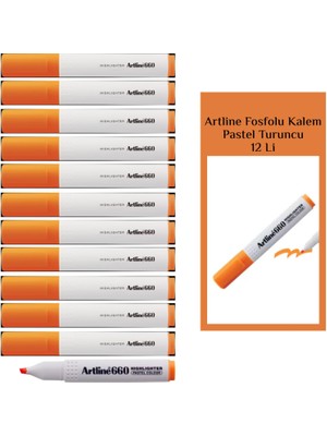 Artline 660 Fosforlu Kalem Kesik Uç:1-4 mm Pastel Turuncu 12 Li Kutu