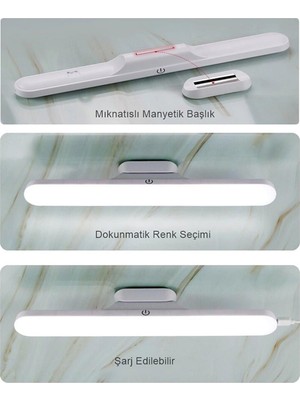 Garra Mıknatıslı Şarjlı LED Işık Micro USB Şarjlı Kablosuz LED Lamba 3 Farklı Işık Cata Martı LED A