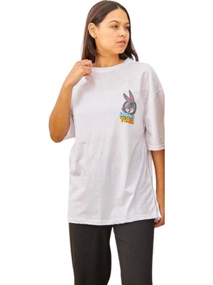 Unisex Looney Tunes Baskılı Oversize Tshirt