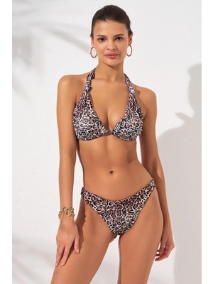 Pierre Cardin Dudi Kaplı Üçgen Bikini Leopar 231224-D