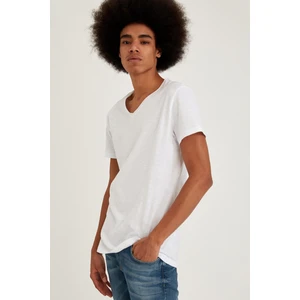 Slim Fit V Yaka Basic Kısa Kollu Pamuklu Penye Tişört M4791AZ21SP