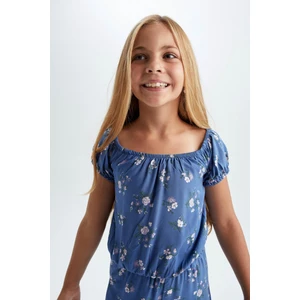 Kız Çocuk Çiçekli Kısa Kollu Crop  Bluz T4313A621SM