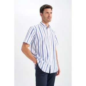 Relax Fit Çizgili Kısa Kollu Pamuklu Gömlek X2040AZ22SM