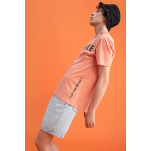 Regular Fit Bisiklet Yaka Baskılı Pamuklu Penye Tişört X4382AZ22SM