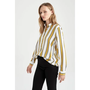 Relax Fit Gömlek Yaka Zebra Desenli Uzun Kollu Gömlek I8266AZ20SP