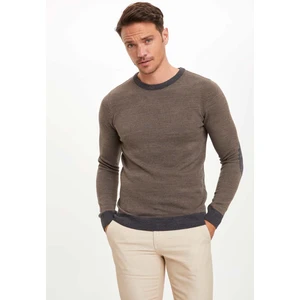 Defacto Slim Fit Bisiklet Yaka Yamalı Kol Detaylı Triko Kazak R1110AZ20WN