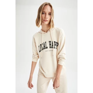 Slogan Baskılı Relax Fit Kapüşonlu Sweatshirt V2708AZ21AU