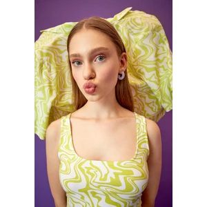 Coool A Kese Ebruli Desenli Göbek Dekolteli Askılı Mini Elbise X8777AZ22SM