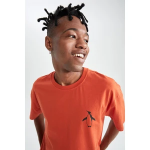 Boxy Fit Bisiklet Yaka Baskılı Pamuklu Penye Tişört X5823AZ22SM