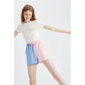 Renk Bloklu Cepli Beli Bağcıklı Relax Fit Mini Şort U9098AZ22SM