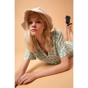 Relax Fit Desenli Viskon Kısa Kollu Gömlek X7297AZ22SM