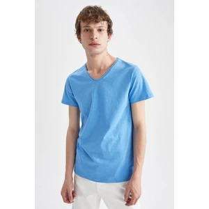 Slim Fit V Yaka Basic Kısa Kollu %100 Pamuk Tişört M4791AZ22SP