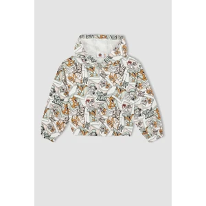 Kız Çocuk Tom & Jerry Crop Kapüşonlu Desenli Sweatshirt X0206A622SP