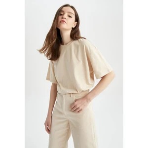 Oversize Fit Bisiklet Yaka Kısa Kollu Tişört V4136AZ23SP