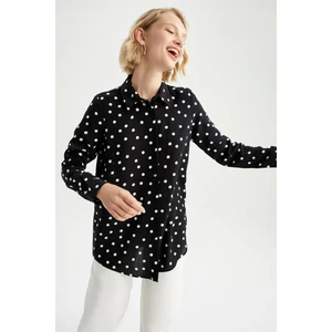 Regular Fit Gömlek Yaka Puantiye Desenli Uzun Kollu Tunik T0609AZ22AU