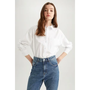 Oversize Fit Poplin Uzun Kollu %100 Pamuk Gömlek U7763AZ23SP