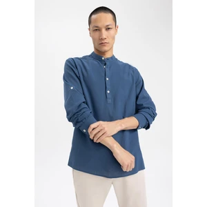 Slim Fit Dik Yaka Uzun Kollu %100 Pamuk Gömlek M9434AZ23SM