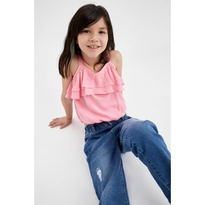 Kız Çocuk Askılı Volan Detaylı Bluz U3708A621SM
