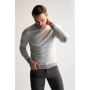 Slim Fit Bisiklet Yaka Yamalı Kol Detaylı Triko Kazak R1110AZ22WN