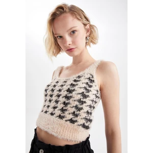 Slim Fit Kare Yaka Dama Desenli Crop Atlet X4910AZ22AU
