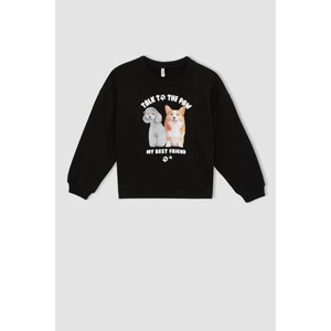 Kız Çocuk Bisiklet Yaka Baskılı Sweatshirt W6678A622SP