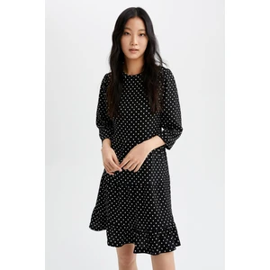 Puantiye Desenli Volanlı Balon Kollu Yazlık Mini Elbise V6570AZ22SP