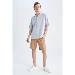 Regular Fit Keten Karışımlı Bermuda X9217AZ22HS
