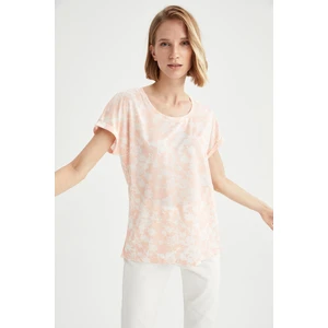 Traditional Çiçekli Relax Fit Yarasa Kollu Tişört W3258AZ21HS