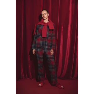 Fall In Love Regular Fit Ekoseli Flanel Desenli Gömlek Yaka Pijama Takımı V4015AZ22WN