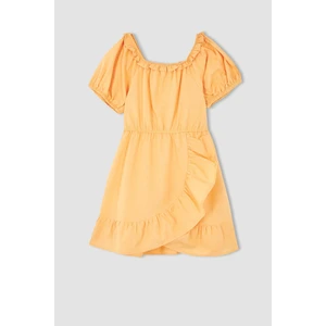 Kız Çocuk Esnek Yaka Kısa Kollu Pamuklu Elbise Y7077A622HS