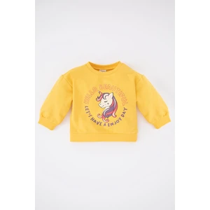Kız Bebek Bisiklet Yaka Unicorn Baskılı Sweatshirt Y7217A222WN