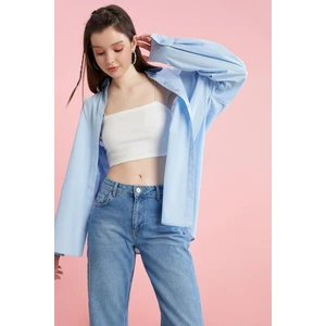 Basic Oversize Fit Poplin Gömlek Tunik T5494AZ21AU