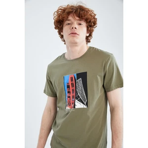 Slim Fit Bisiklet Yaka Baskılı Kısa Kollu Pamuklu Penye Tişört X3903AZ22SM