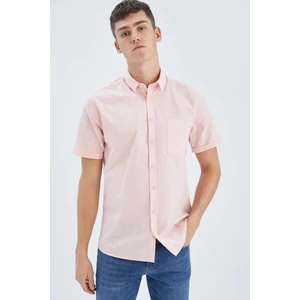 Slim Fit Basic Kısa Kollu %100 Pamuk Gömlek R1706AZ23SM