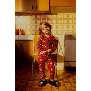 Erkek Bebek Snoopy Yılbaşı Temalı Uzun Kollu Fitilli Kaşkorse Pijama Takım Y6798A222WN