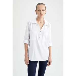 Regular Fit Gömlek Yaka Basic Uzun Kollu %100 Pamuk Gömlek Z6624AZ23SP