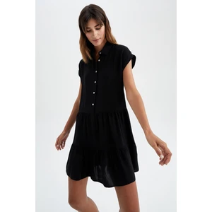 Gömlek Yaka Mini Kısa Kollu Elbise Y8113AZ22HS