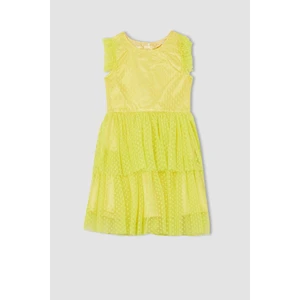 Kız Çocuk Bisiklet Yaka Kolsuz Tül Elbise Y7207A622SM