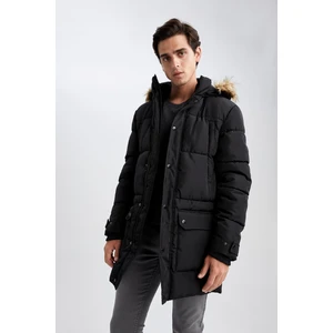 Su Geçirmez Slim Fit Kapüşonlu Suni Kürklü Şişme Mont X3975AZ22WN