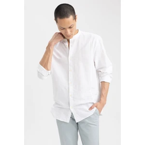 Modern Fit Hakim Yaka Uzun Kollu Keten Karışımlı Gömlek N6491AZ23SM