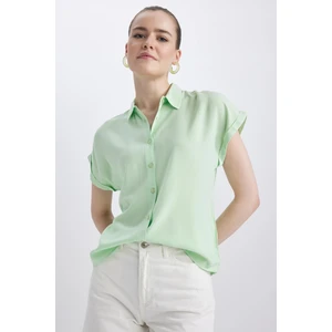 Regular Fit Basic Kısa Kollu Viskon Gömlek U2742AZ22SM