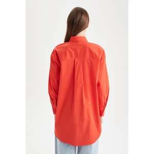 Relax Fit Tek Cepli Yırtmaçlı Poplin Gömlek Tunik X3009AZ22SP