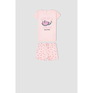 Kız Çocuk Pamuklu Kısa Kollu Şort Pijama Takım W6903A622SM