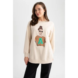 Relax Fit Bisiklet Yaka Baskılı Sweatshirt Tunik Z2074AZ23SP